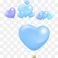 蓝色卡通炫彩爱心气球