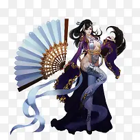 白色扇子黑色衣服