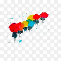 彩色雨伞手绘