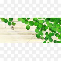 水墨画清新藤蔓树叶背景banner