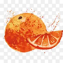 矢量手绘水彩橙子
