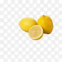 切开的黄色柠檬