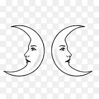 对称月亮美人手绘