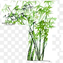 手绘绿色竹叶园林装饰