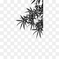 黑色水墨手绘竹叶