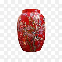 古典红色瓷罐