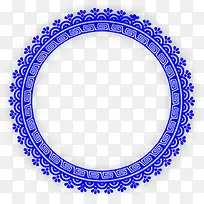 蓝色中国风花纹圆圈边框纹理
