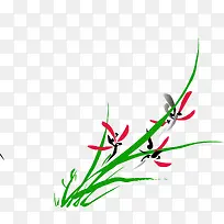 水墨中国风小草和野花