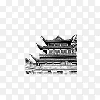 中国古风手绘城殿