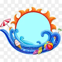 时尚创意水花太阳海浪