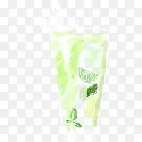 绿色手绘果汁