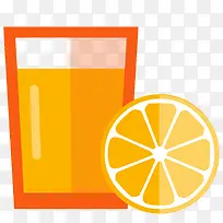 矢量卡通一杯橙色橙汁
