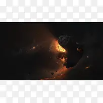 火焰爆裂的星球海报背景