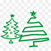 手绘绿色圣诞树矢量图