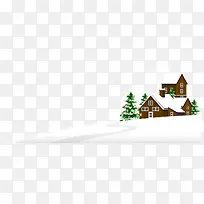 矢量圣诞屋子和雪