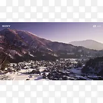 蓝天白云冬天雪景
