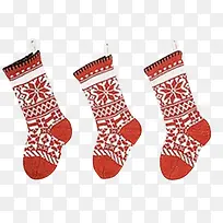 红色可爱手绘雪花圣诞袜