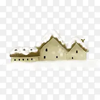 冬季手绘雪花房屋建筑