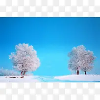蓝色天空白色雪花