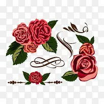 彩绘红色玫瑰花装饰图片