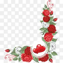 红色高清玫瑰边框花朵