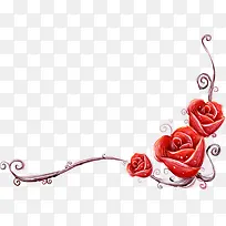 手绘红色玫瑰花朵边框