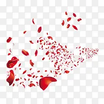 红色玫瑰花瓣漂浮