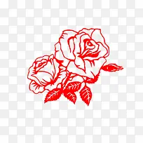 手绘红色线条玫瑰
