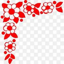 红色花朵边框欧式花纹