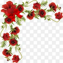 红色鲜花花边免抠png边框