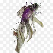 水彩紫色鱼