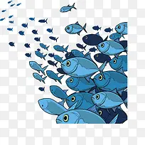 卡通蓝色海洋鱼群
