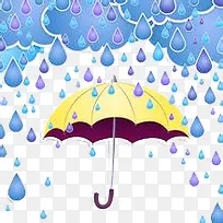 卡通雨和伞