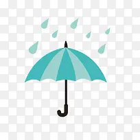 卡通蓝色雨伞雨滴