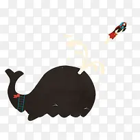 卡通鲸鱼喷水