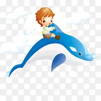 蓝色鲸鱼儿童遨游