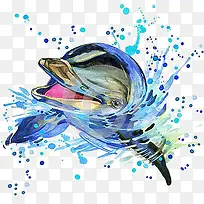 水彩海豚