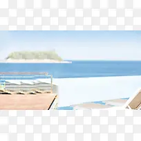 模糊的蓝色海面沙滩