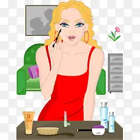 美女化妆插画矢量