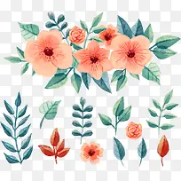 涂鸦油画植物叶子花朵
