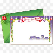 手绘绿色信封圣诞卡片图案