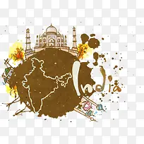 印度涂鸦风格旅行海报素材