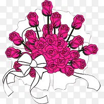 卡通粉色玫瑰花朵