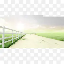 天空阳光草地小路