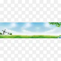 清新草原天空banner背景