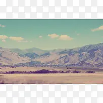 蓝色天空大山风景