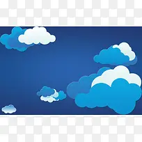 蓝色卡通天空云朵