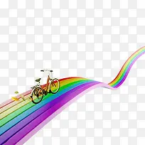 自行车在彩虹上行驶