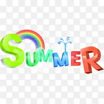 创意手绘合成彩虹文字设计summer