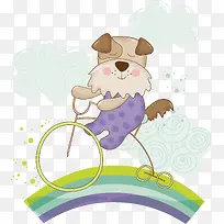 骑自行车的小狗矢量图